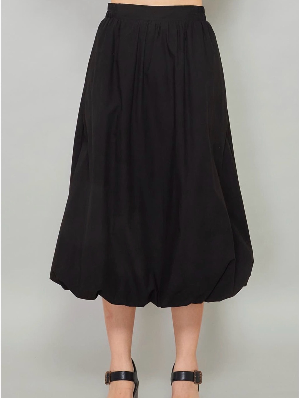 MELLODAY Black Bubble-Hem Midi Skirt medium nwt new